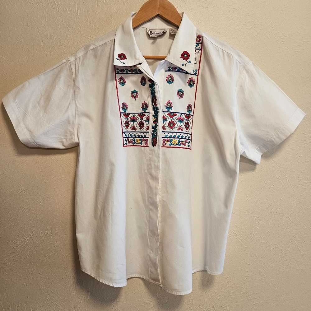 Vintage Embroidered Bechamel Button Up - image 1